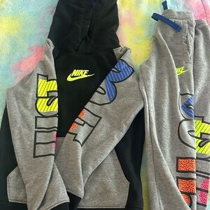 Nike Black and Gray Hoodie and Sweatpants Set